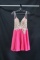 Jovani Pink Cocktail Dress With Gold Lace Bodice Size: 0