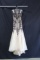 Macduggal White Full Length Dress With Black Lace Size: 12