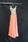 Macduggal Peach Full Length Dress With Beaded Bodice Size: 4