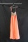 Night Moves Orange Full Length Dress With Beaded Bodice Size: 4