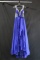 Macduggal Blue Full Length Dress With Beaded Bodice Size: 2