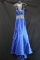 Rachel Allan Blue Halter Style Full Length Dress With Beaded Accents Size: