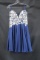 Faviana Blue Cocktail Dress With Floral Appliques Size: 10