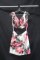 Jovani White Two-piece With Red Floral Print Size: 8