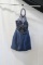 Vienna Navy Blue Jeweled Halter Cocktail Dress Backless Size: 12