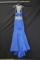 Rachel Allan Blue Halter Style Full Length Dress With Beaded Accents Size: