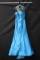 Rachel Allan Blue Full Length Dress With Beaded Yoke Size: 10