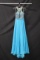 Rachel Allan Light Blue Halter Style Full Length Dress With Beading Size: 8