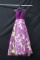 Jovani Purple Full Length Dress With Floral Skirt Size: 2