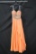 Princess Collection Orange Strapless Full Length Dress With Beaded Bodice S