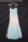 Dave And Johnny Pink And Blue Strapless Full Length Dress With Lace Size: 4