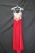 Eleni Elias Red Strapless Full Length Dress With Beaded Bodice Size: 12