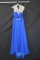 Macduggal Blue Full Length Dress With Beaded Accents Size: 14