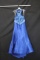 Rachel Allan Blue Halter Style Full Length Dress With Beaded Accents Size: