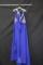 Macduggal Blue Full Length Dress With Beaded Accents Size: 14