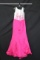 Rachel Allan Pink And White Full Length Dress With Beaded Top Size: 14w