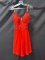 Faviana Red Cocktail Dress With Beaded Top Size: 6