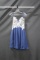 Faviana Blue Cocktail Dress With Beaded Top Size: 6