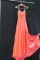 Macduggal Neon Coral Sequinedhalter Gown Size: 6