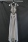 Abby Paris Gray Full Length Halter Style Dress With Beaded Bodice Size: 0