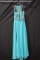 Rachel Allan Blue Halter Style Full Length Dress With Beaded Top Size: 20