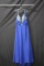 Macduggal Blue Full Length Dress With Beaded Accents Size: 20w