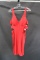 Faviana Red V-neck Cocktail Dress With Side Cut Outs Size: 8