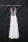 Splash White Full Length Dress With Beaded Bodice Size: 4