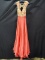 Rachel Allan Coral Full Length Dress With Beaded Bodice Size: 4