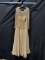 Terani Couture Beige Long Sleeved Full Length Dress With Lace Size: 16