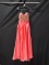 Alyce Paris Coral Strapless Full Length Dress With Beaded Bodice Size: 4