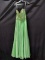 Macduggal Lime Green Strapless Full Length Dress With Beaded Accents Size: