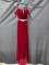 Ashley Lauren Red Full Length Dress With Beaded Waist Size: 4