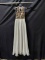 Splash White Full Length Dress With Beaded Bodice Size: 4