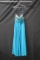 Night Moves Blue Strapless Full Length Dress With Beading Size: 4