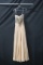 Macduggal Beige Strapless Full Length Dress With Beaded Bodice Size: 4