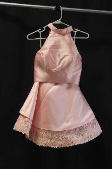 Alyce Pink Satin And Lace 2 Piece Cocktail Dress Size: 4