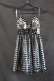 Cinderella Black And White Sequined Cocktail Dress Size: 6