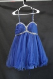 Alyce Paris Blue Strapless Cocktail Dress With Beading Size: 8