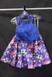 Rachel Allan Blue Two-piece Halter Style Top With Floral Skirt Size: 10