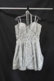 Jovani Silver Glitter Cocktail Dress Size: 16