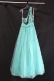Tiffany Aqua One Shouldered Full Length Dress Size: 12