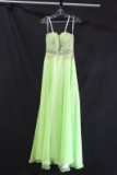 Party Time Green Strapless Full Length Dress With Beaded Bodice Size: No Si