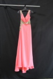 Blush Prom By Alexis Peach Full Length Dress With Gold Sequins Size: 2