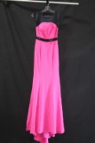 Cassandra Stone By Macduggal Hot Pink Full Length Dress With Black Detail S