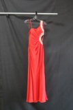 Faviana Red On Shouldered Dress With Side Cut Outs Size: 0