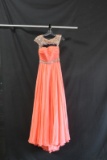 Sherri Hill Orange Full Length Dress With Beaded Accents Size: 2