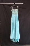 Rachel Allan Light Blue Full Length Dress With Beaded Bodice Size: 4