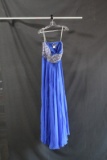 Lucci Lu Blue Strapless Full Length Dress With Beaded Bodice Size: 12