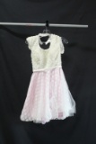 Rachel Allan Cream And Pink Cocktail Dress With Pearl Bodice Size: 4